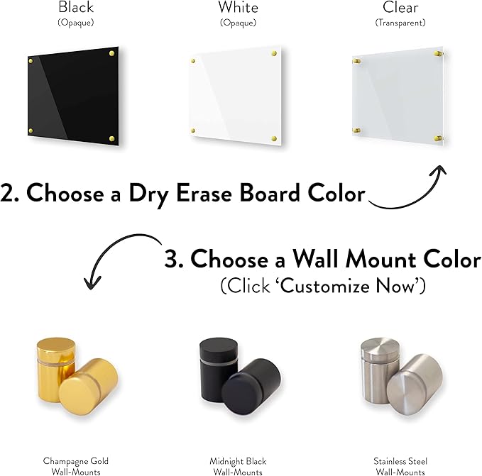 Acrylic Dry Erase Board for Wall with Stylish Border - Shipped Next Day, Made in USA, Non-Magnetic Whiteboard, Wall Mounted Board, Easy to Clean (White - 30x48)