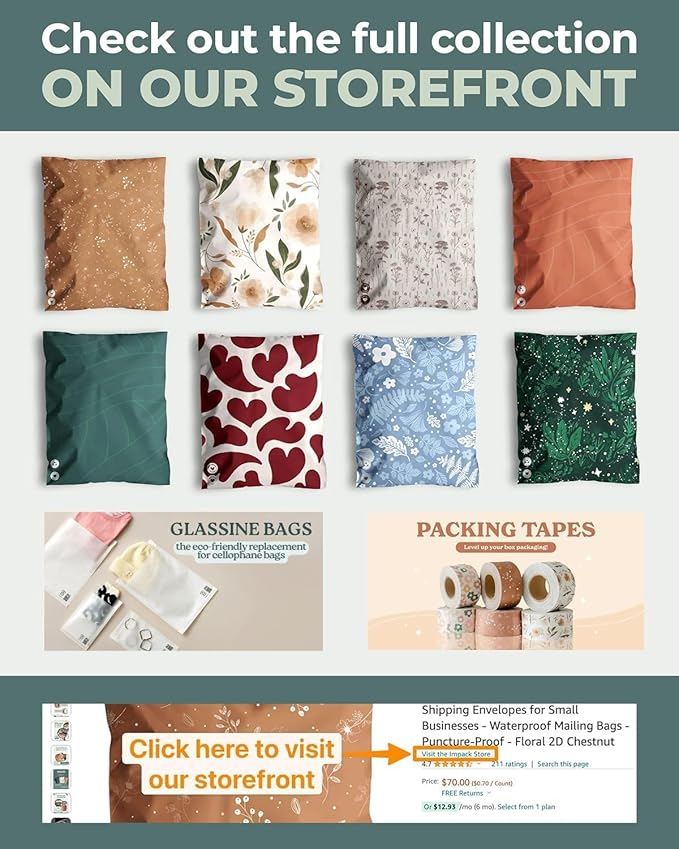 Poly Mailers 14.5 x 19 Inch- 100 pack Biodegradable Shipping Bags for Clothes and Large Items - Impack Self-Seal Waterproof Thick Mailing Envelope for Accessories & Clothing - Camelia Bloom