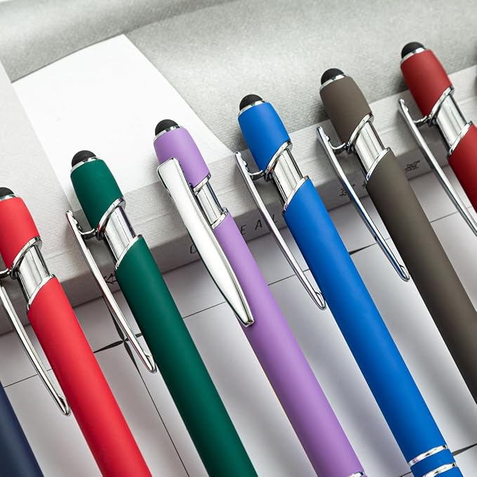 HEYZARDA Personalized Pens with Name Text Logo Custom Ballpoint Pen for Business Office Events with Stylus for Touchscreen 50 Pcs Lake