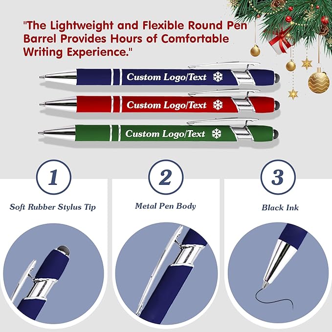 CRME Custom Pens Personalized Pen with Name Logo Engraved Metallic Customized Pen Wine Red Barrel Black Ink Click Pens Stylus Pens for Touch Screens Ideal for Graduation Journaling Office Writing