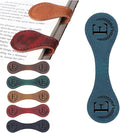 Personalized Magnetic Leather Bookmark, 26 Letters Custom Leather Bookmarks, Handmade, Leather Magnetic Bookmark for Book Lovers Readers Women Kid(Blue，E）