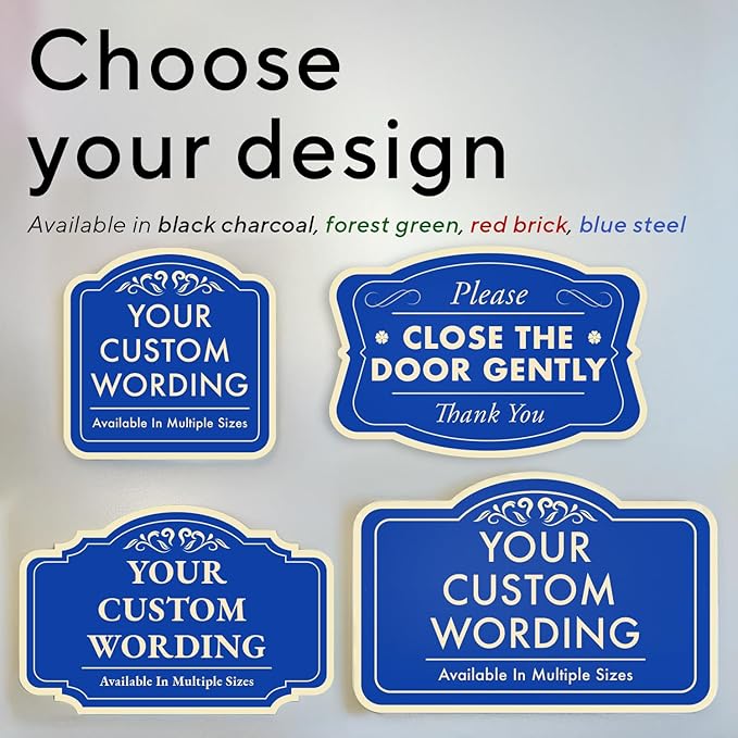 Custom Decorative Outdoor Metal Sign - Personalized Aluminum Driveway Sign, Waterproof, Made in USA - Design 1 Blue Steel 8x8 In