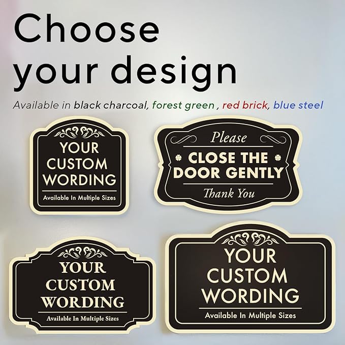 Custom Carved Metal Signs, Personalized Aluminum Design, Driveway Waterproof Signs, Design 1 Charcoal 10x7 In