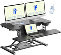 FLEXISPOT 32" Motorized Standing Desk Converter, Electric Stand up Desk Riser, Sit to Stand Dual Monitor and Laptop Workstation with Wide Keyboard Tray, Black