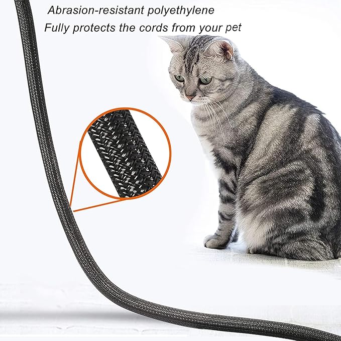 CrocSee 10ft - 3/4 inch Braided Cable Management Sleeve Cord Protector - Self-Wrapping Split Wire Loom for TV/Computer/Home Theater/Engine Bay - Black