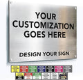 Custom Outdoor Aluminum Signs, Personalized Business Signs, Waterproof Silver Brushed Metal 14x10 In