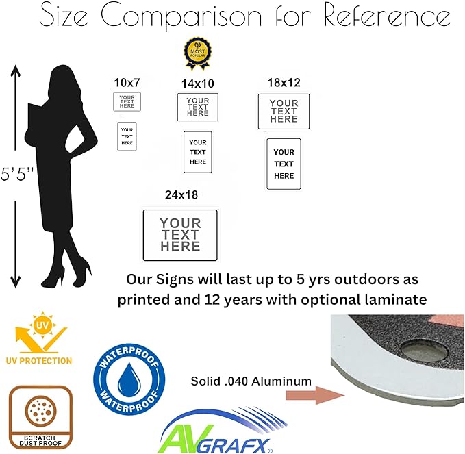 Custom Signs Outdoor Metal 24x18 for Home Office Business, Personalized, Door, Porch, Delivery, Man Cave, Shop, Garage, Street. For Outside. Our Metal Signs Are UV Printed Solid Aluminum