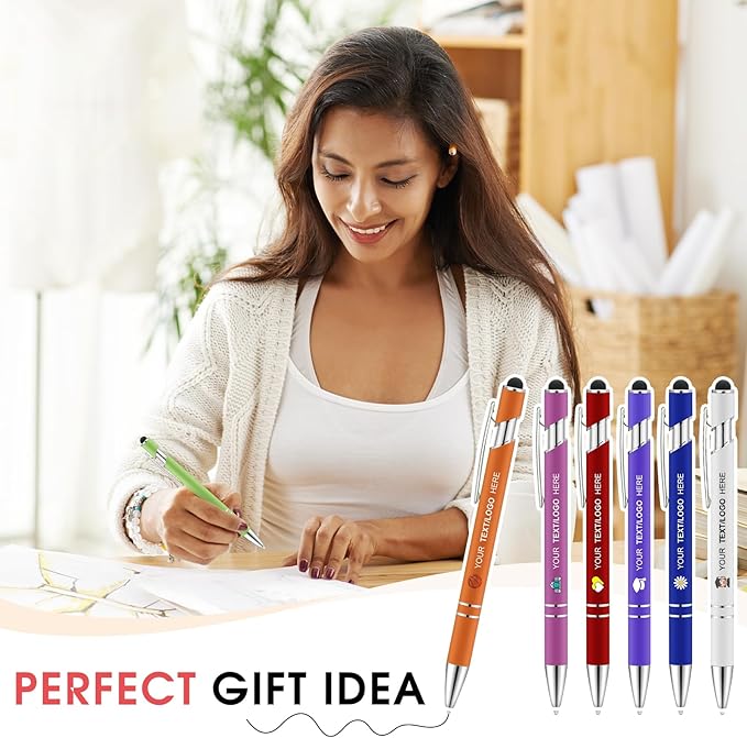 ENOMY Personalized Pens Bulk Free Engraved with Logo/Name/Message Black Ink Custom Pens Customized Stylus Ballpoint Pens Ideal Gifts for Business Anniversary (50)