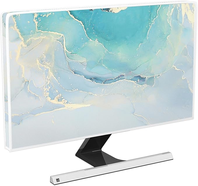 Baocicco Blue Green Marble TV Display Screen Cover 32 Inch Creative Anti-Static Dustproof Monitor Accessories Laptop LCD Cover Modern Screen Television Decoration for LED LCD OLED TVs