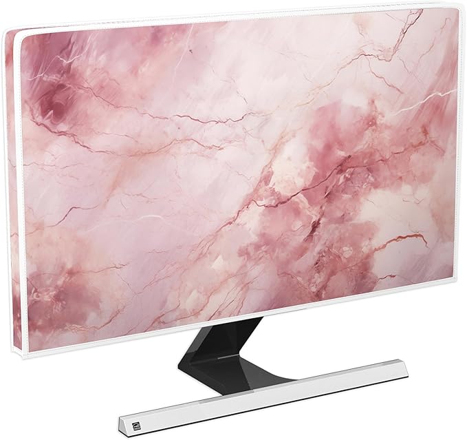 Baocicco Fashion Pink Marble Waterproof Television Cover 80 Inch Full Body Covers for Television Screen Panel Case Computer Sleeve Compatible with PC, Desktop and TV LED LCD OLED