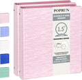 POPRUN 3 Ring Binder 1.5 Inch, PVC-Free, Holds 325 Sheets of 8.5 x 11 Paper, Extra Durable Organizer with 2 Pockets for School & Office, Heavy-Duty, 2 Pack, Pink