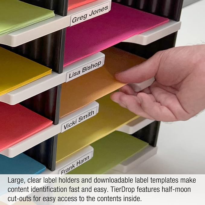 Desktop Organizer 12 Letter Tray Sorter Plus Riser Storage Base & 3 Supply Drawers - Ultimate Office TierDrop Desktop Organizer Stores All of Your Documents & Supplies in One Compact Modular System