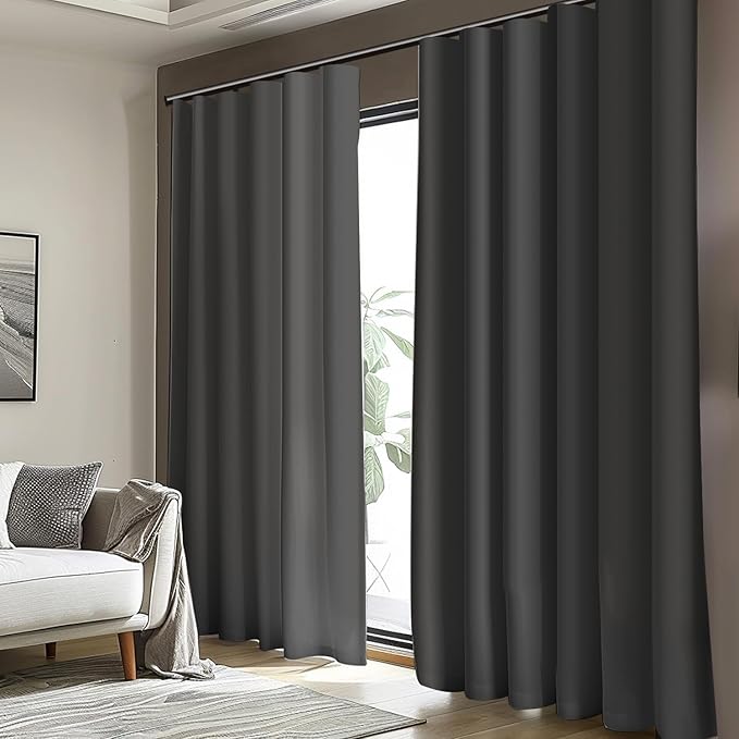 Cbsroro Room Divider Blackout Curtain Track Curtains Wall Dividers Panels Screen for Living Rooms Bedroom Office Privacy Partition Separation, W120 × L120 Inch,1 Panel, Black