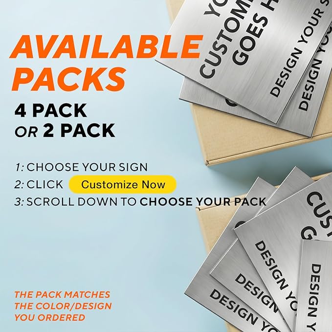 Custom Outdoor Aluminum Signs, Personalized Business Signs, Waterproof Silver Brushed Metal 10x7 In