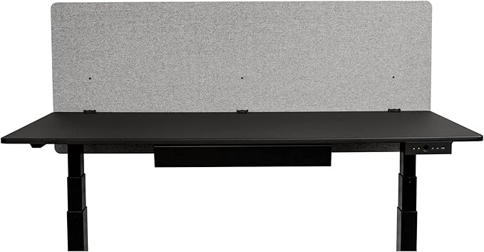 Stand Up Desk Store ReFocus Clamp-on Acoustic Desk Divider Privacy Panel That Reduces Noise and Visual Distractions (Cool Gray, 59" X 23.6")