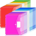 Forvencer Binder Pocket, 48 Pack Super Heavyweight Poly Binder Pocket with Tight Closure, File Folders Side Loading, 3 Ring Binder Organizer, Letter Size, Assorted Colors
