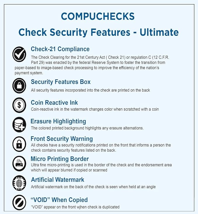 Compuchecks Check on Top Blank Check Paper - 1000 Pack, Quick-Books & Laser Printer Compatible - Security Business Checks with Voucher - 8.5" x 11" Gold Marble