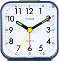 Tinload Small Battery Operated Analog Alarm Clock Silent Non Ticking, Ascending Beep Sounds, Snooze,Light Functions (Blue)