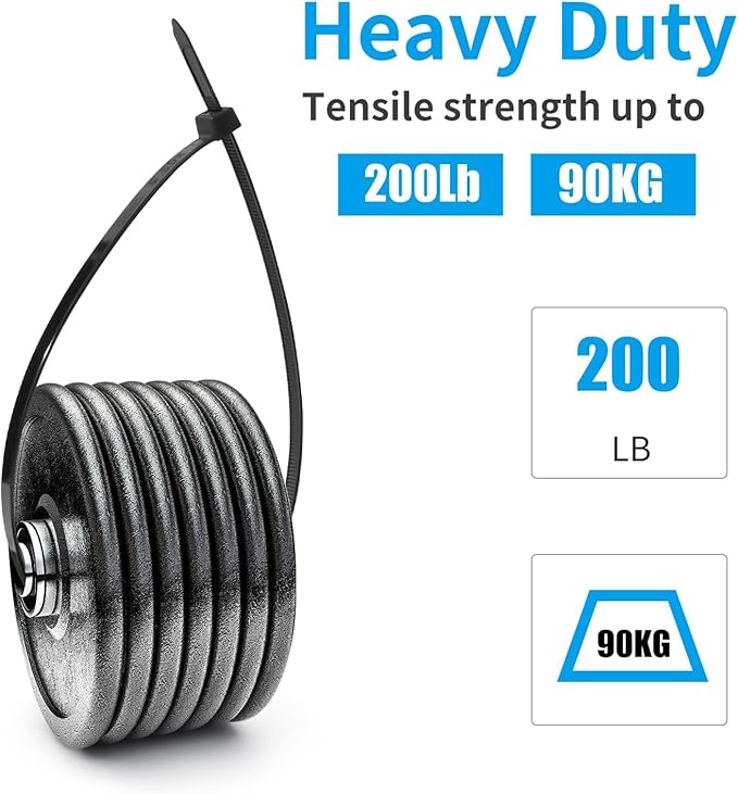 XINGO 16 Inch Black Large Zip Ties Heavy Duty 500 Pack, 200 LBS Ultra Strong Plastic Wire Ties, Large Cable Ties Extra Long Tie Wraps, Indoor and Outdoor UV Resistant