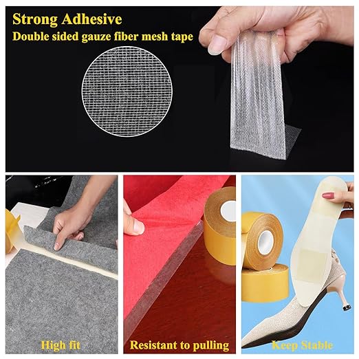 KAIYUER 3Pack Double Sided Tape Heavy Duty,0.5in x 66FT,Double Sided Fabric Tape for Crafts, Walls,Super Sticky Resistente Clear 2 Sided Tape,Easy Use Mounting Tape