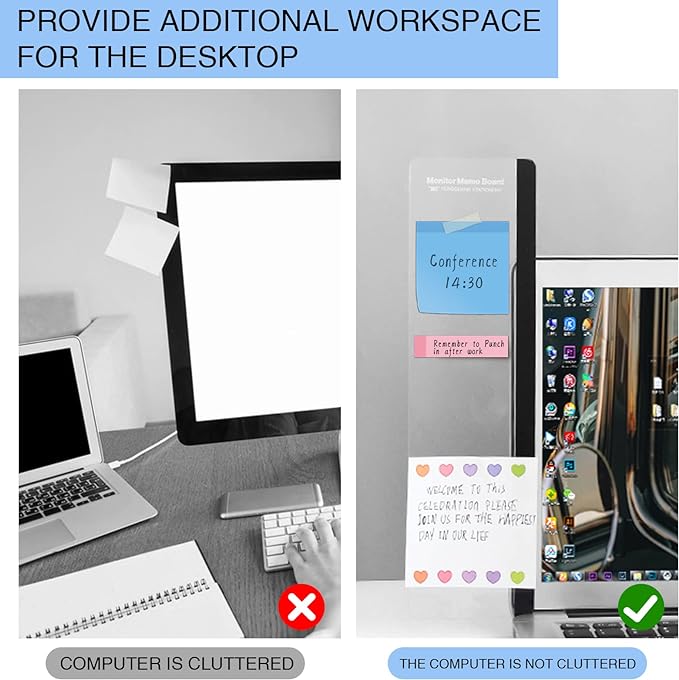 Office Desk Accessories 4pcs Multifunction Computer Monitor Memo Board - Transparent Computer Side Panel Memo Creative Monitor Side Panel Suitable for Office Home Desktop