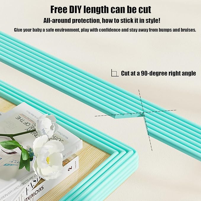 Soft Extra-Wide Edge Protector for Baby, 6.5ft Baby Proofing Edge Guards Padding Self-Adhesive Double Sided Tape,Proof Foam Padding for Sharp Edges, Table, Desk, Furniture Light Green