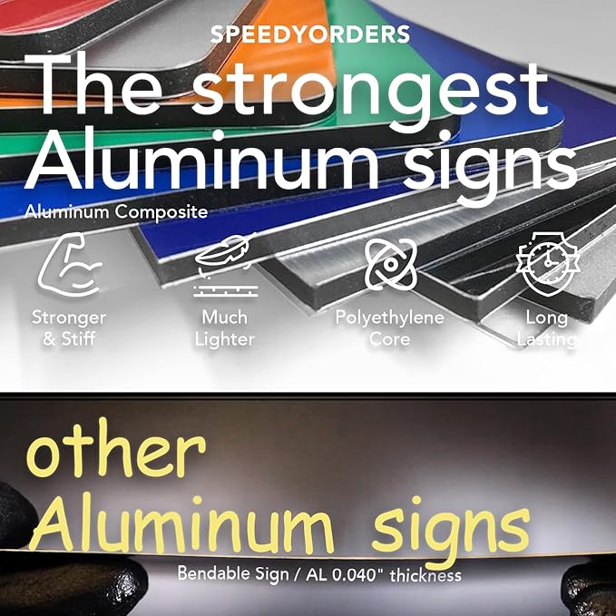 Custom Metal & Aluminum Signs - Personalized Outdoor Business Signs, White (Red, 18x12 In)