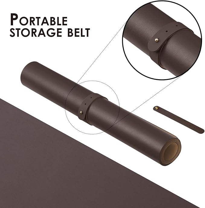 Leather Desk Mat - Non-Slip PU Desk Pad for Office and Home - Desk Organization and Accessories - Ideal for Large Mouse Pad and Desk Mats on Top of Desks (Coffee,36"x 17")