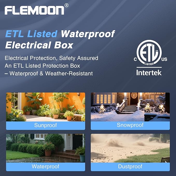 Flemoon [3 Pack] Outdoor Extension Cord Safety Cover with Waterproof Seal, Weatherproof Electrical Connection Box for Outdoor Outlet, Plug, Socket, Halloween, Christmas Holiday Decoration Light, White
