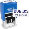 MaxMark Self-Inking Rubber Date Office Stamp with Due by Phrase & Date - Blue Ink (Max Dater II), 12-Year Band