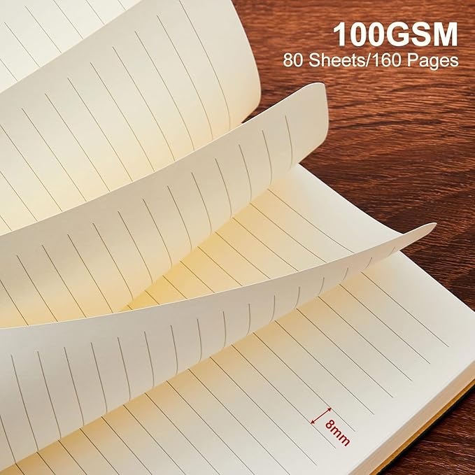 TSFPapier Lined Journal Notebook for Work College Ruled Note Book 7.2"x9.6" B5 PU Leather Daily Journaling 160 Pages for Women Men Writing Home School Supplies Business (Dark Green)