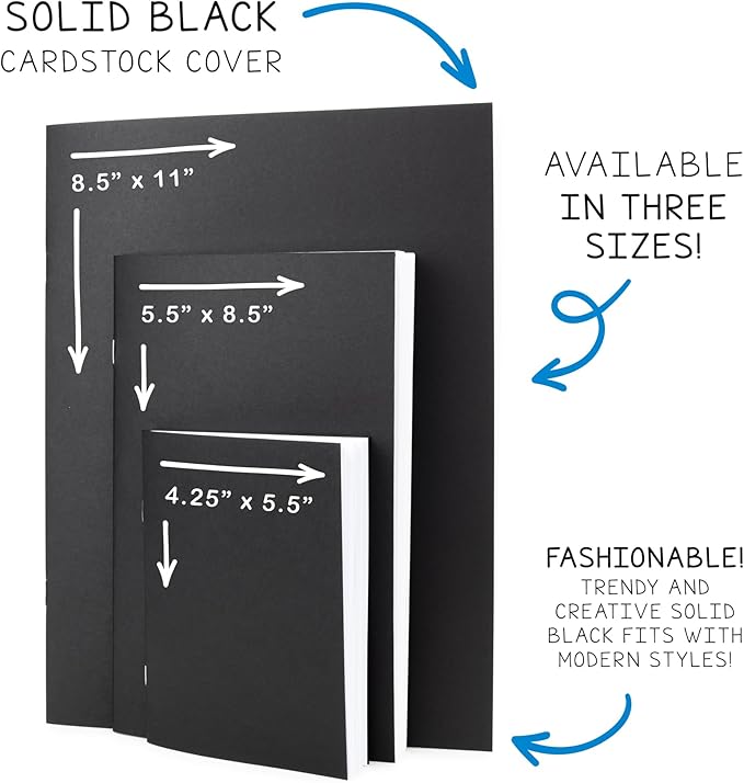 Hygloss Blank Books - Bulk 100 Pack – 5.5" x 8.5" A5 Black Paperback Blank Books for Kids to Write Stories, Doodle, Arts & Crafts – Plain Drawing Sketchbook, Unlined Journal, Notebook Without Lines