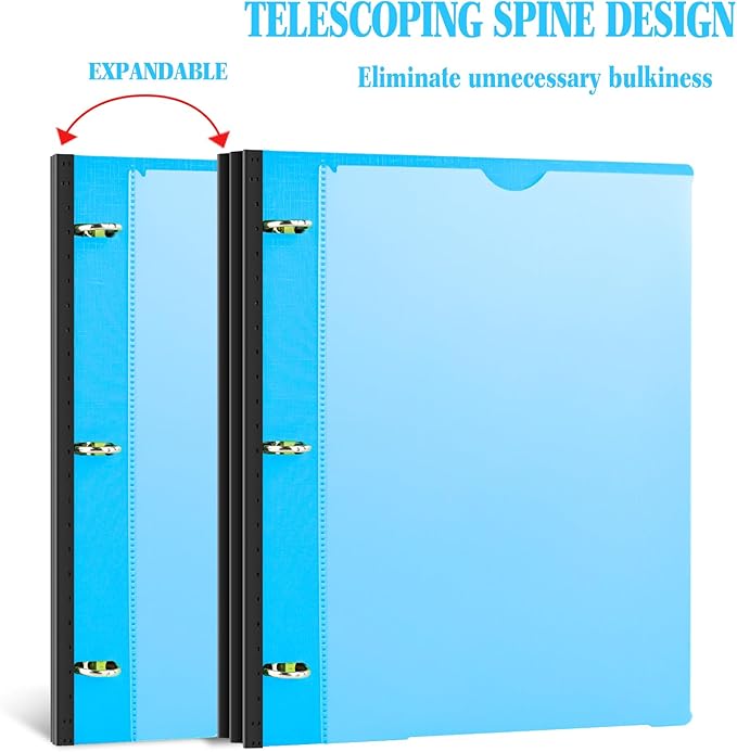 INFUN 1 Inch Telescoping 3 Ring Binder - 4PCS, Flexible Round Binder with Customizable Front Cover and Clear Catalog Pocket, 1Inch Rings, 225 Sheet Capacity