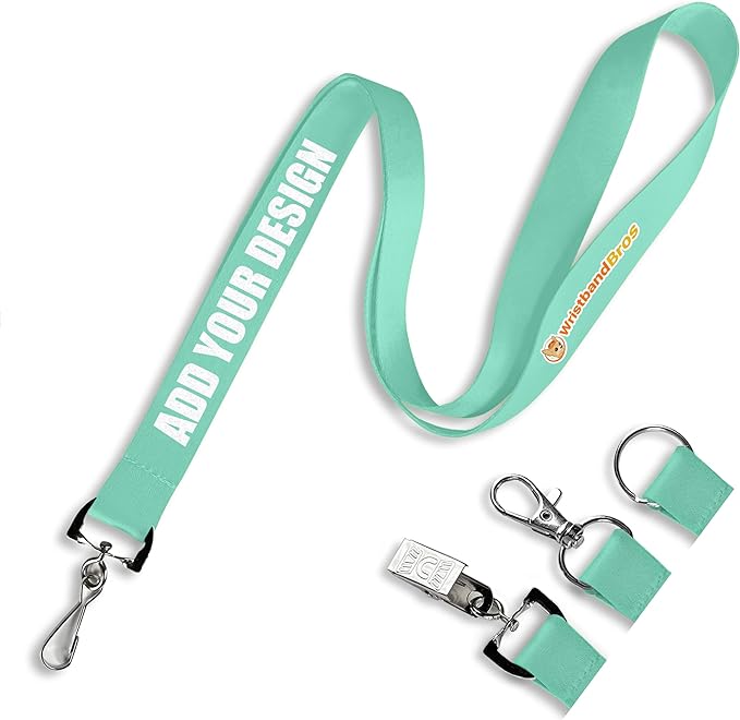 Wristband Bros Custom Lanyards For ID Badges, Keys & More | Add Text & Logos | Choose Your Attachment | Bulk Quantities For Events