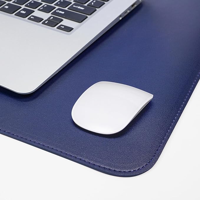 Leather Desk pad Protector, Large Desk mat with Natural Cork & PU Leather,Mouse pad,Non-Slip Office Desk Mat,Waterproof Desk Writing Pad for Office and Home (47in*23.7in, Blue)