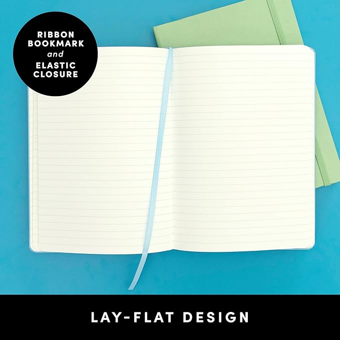 PAPERAGE Lined Journal Notebook, (Turquoise), 160 Pages, Medium 5.6 in x 8 in - 100 GSM Thick Paper – Hardcover Journaling Notebook for Work, School & Note Taking