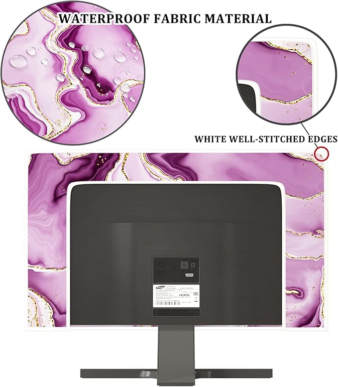 Baocicco Violet Gold Marble Waterproof Weatherproof and Dust-Proof TV Screen Cover 40, 41, 42, 43 Inch for Home Office Creative TV Covers for TVs Screen Anti-Static Dustproof Protective
