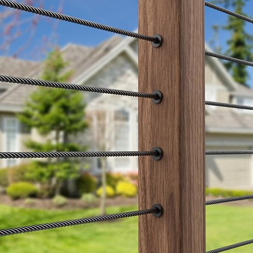 BLIKA 40 Pack Black Stainless Steel Protector Sleeves for 1/8" 5/32" or 3/16" Deck Cable Railing, for Wood/Composite Posts, T316 Marine Grade, Black Cable Railing Protector Sleeves