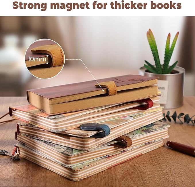 Personalized Magnetic Leather Bookmark, 26 Letters Custom Leather Bookmarks, Handmade, Leather Magnetic Bookmark for Book Lovers Readers Women Kid(Blue，F）