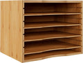 Bamjoy Bamboo 5 Tier Desktop Organizer, Paper Organizer Mail Sorter, File Holder Letter Document Storage with Adjustable Shelves for School Home Office, Natural