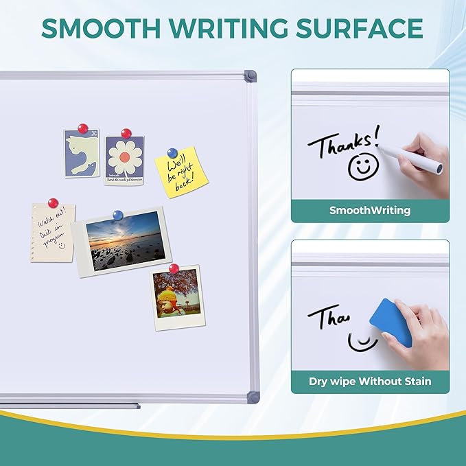 72 x 40 Inch Large Magnetic Whiteboard for Wall - Anti-Ghosting Dry Erase Board for Office Collaboration, Classroom Teaching & Agile Management - Silver Aluminum Frame (6 x 3.3 Ft)