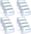Uniclife 4 Pack Acrylic Business Card Holder for Desk 4 Slots Clear Business Card Display Stand for Men & Women Desktop Business Card Organizer Card Stand for Office Home Exhibition, 240 Card Capacity