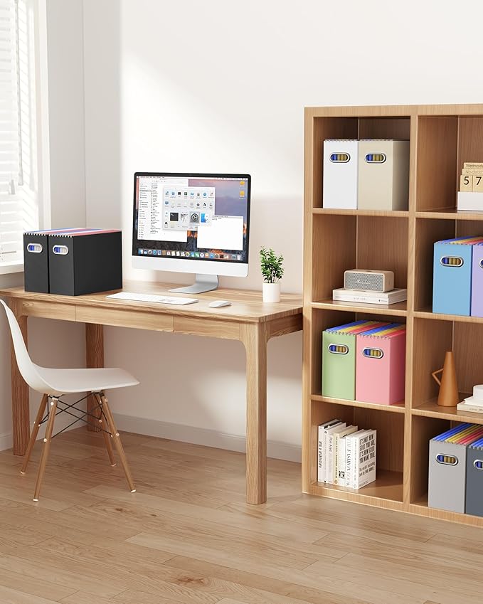Oterri Cardboard File Organizer Box for Hanging File Folders Letter Size,File Box for Computer Desk,File Cabinet,Working Home,Office,Classroom (Black, Letter Size - 2 Packs)