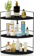 ZGO 3-Tier Bathroom Organizer Countertop, Corner Bathroom Counter Organizer, Makeup Organizer for Vanity Skincare Organizers and Storage, Bathroom Counter Storage(Black)
