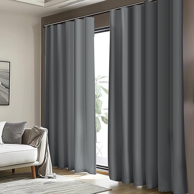 Cbsroro Room Divider Blackout Curtain Track Curtains Wall Dividers Panels Screen for Living Rooms Bedroom Office Privacy Partition Separation, W120 × L96 Inch,1 Panel, Light Grey