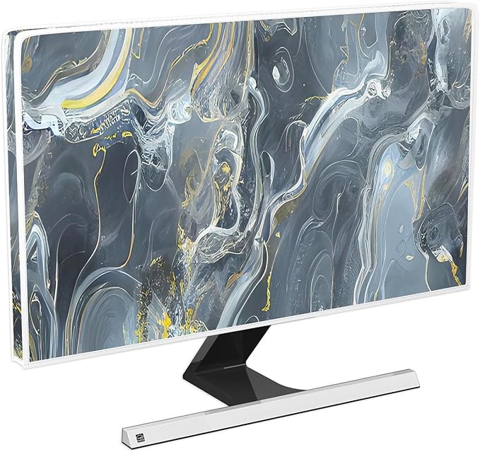 Baocicco Gray Gold Marble Waterproof 58, 59, 60 Inch TV Dust Cover Anti-Static Dustproof Protective Aesthetic Texture Screen TV Covers Full Body Cover for Television Screen Desktop PC LED LCD OLED