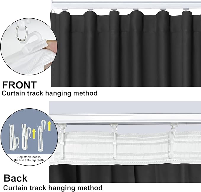 Cbsroro Room Divider Blackout Curtain Track Curtains Wall Dividers Panels Screen for Living Rooms Bedroom Office Privacy Partition Separation, W120 × L108 Inch,1 Panel, Black