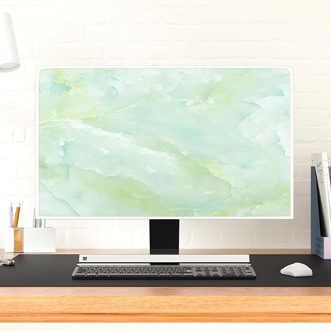 Baocicco Sage Green Marble Waterproof TV Dust Cover 65 Inch Anti-Static Dustproof Abstract Creative Desige Television Accessories TV LCD Screen Texture TV Decoration for Tablet