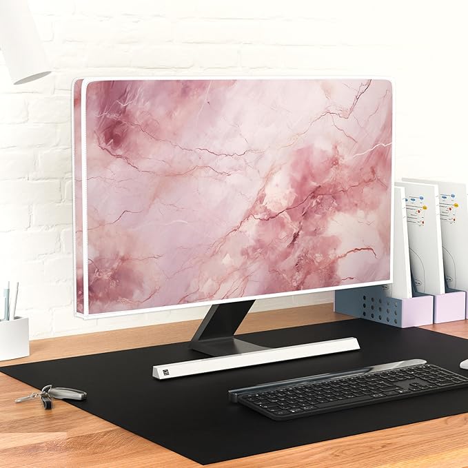 Baocicco Fashion Pink Marble Waterproof Television Cover 65 Inch Full Body Covers for Television Screen Panel Case Computer Sleeve Compatible with PC, Desktop and TV LED LCD OLED
