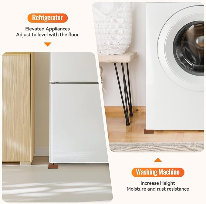 shouwuhho Furniture Risers, 4 Pack Bed Risers with Non-Slip Grip and Heavy Duty Support, 1 Inch 2 Inch 3 Inch 4 Inch Height Lift for Couch, Sofa, Table, Desk, Chair, Refrigerator - Brown, 1+1 Inch